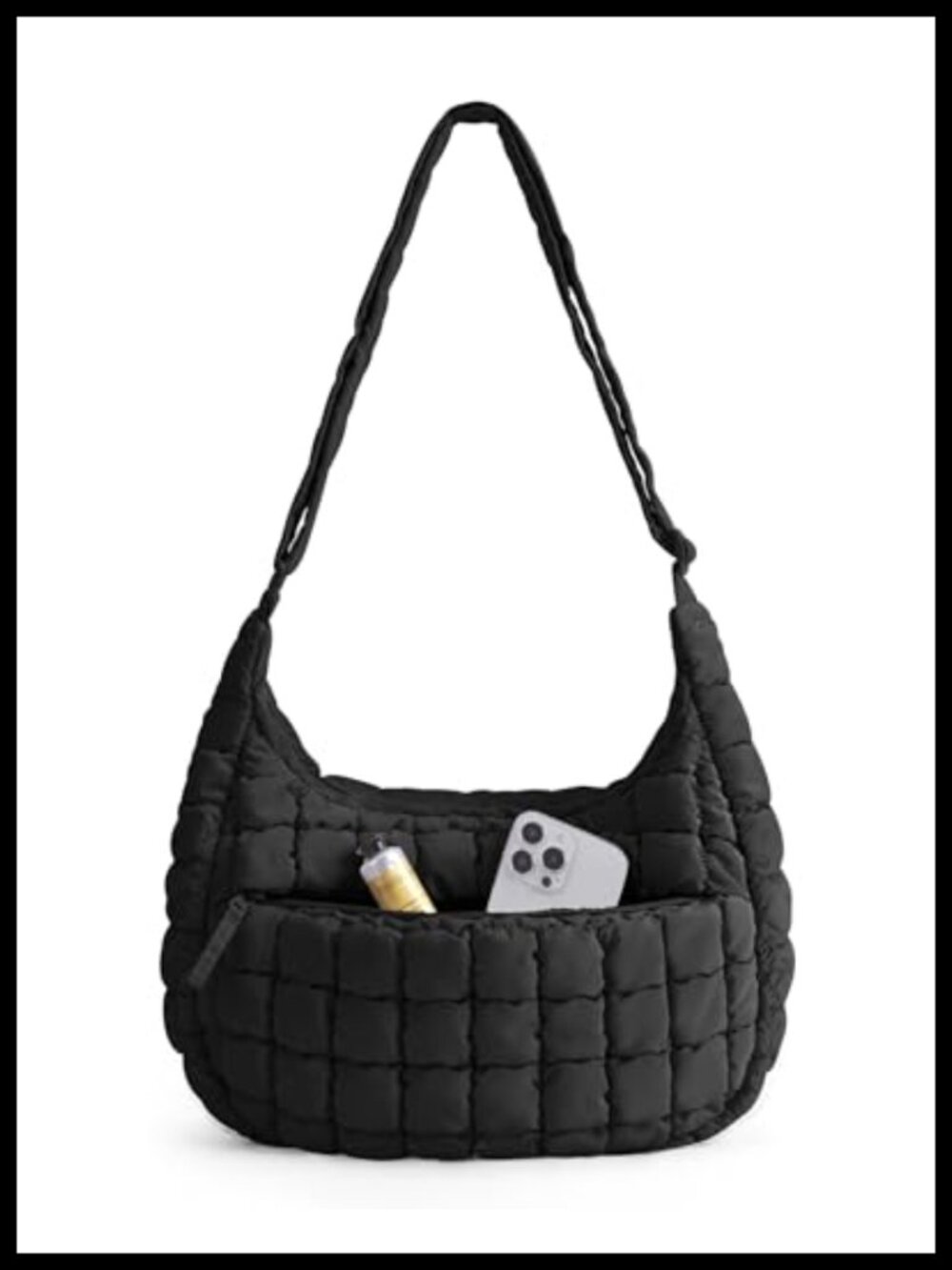 Quilted Water-Resistant Crossbody Bag Adjustable Strap Hobo Travel